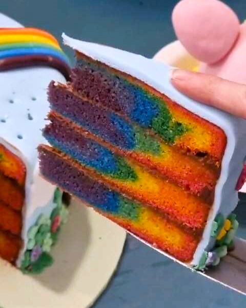 Kirby Rainbow Cake slice