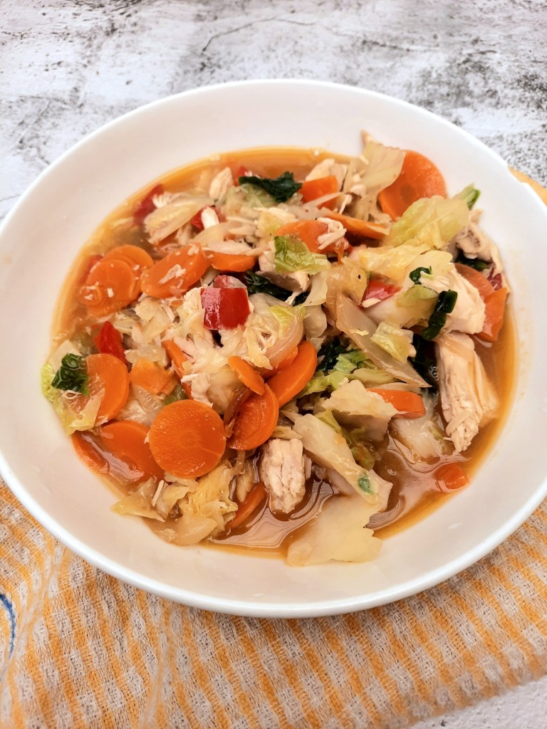 Mom's chopsuey on a white bowl